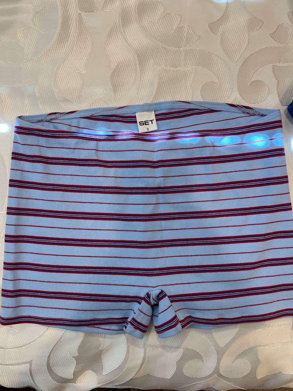 SET ACTIVE Striped Lavender & Blue Tank set - lounge tank + shorts - Picture 4 of 8